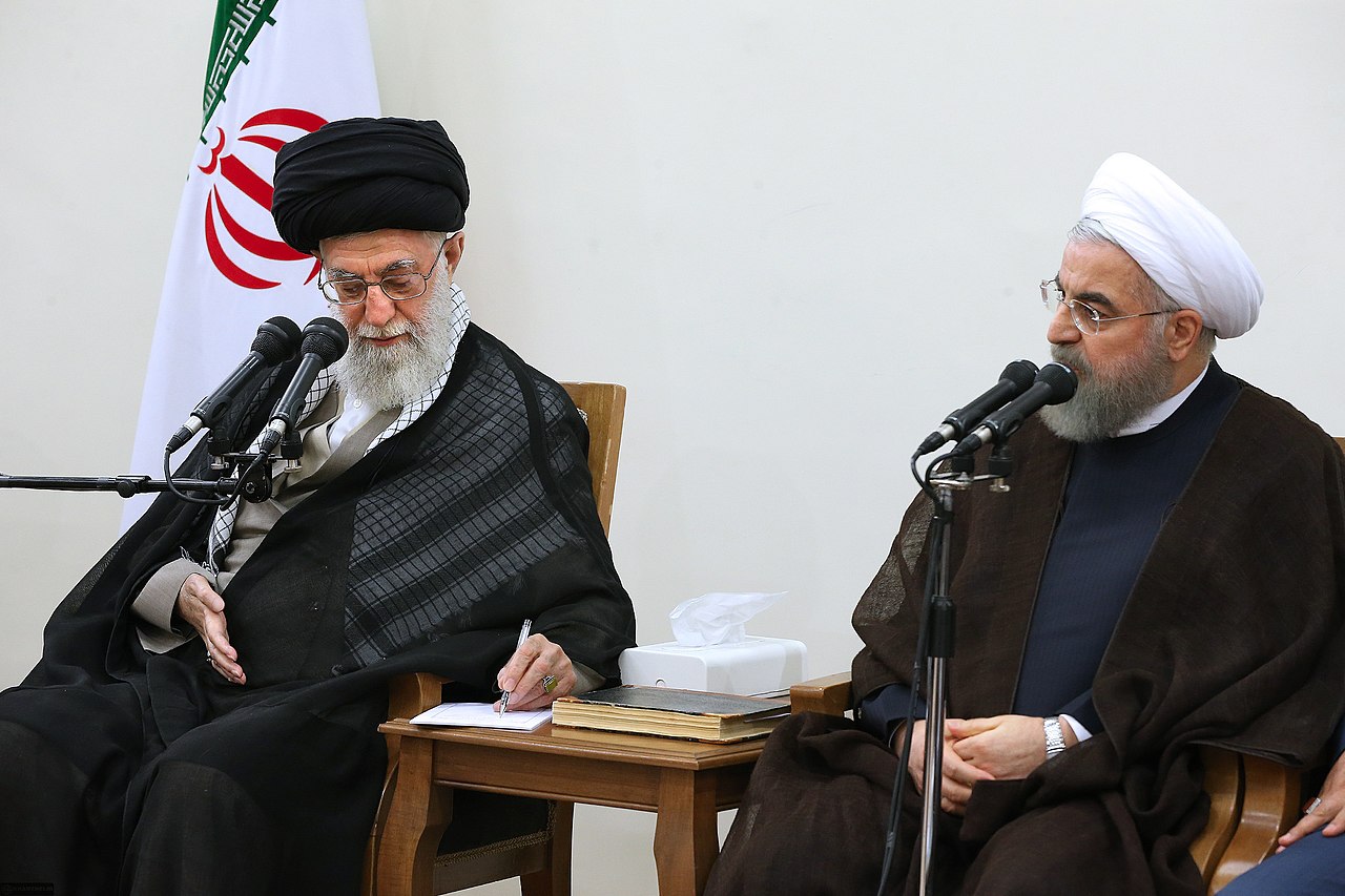 Ali Khamenei meets with President Hassan Rouhani and his cabinet during Government's yearly Ramadhan meeting / File:Government's yearly Ramadhan meeting with Ayatollah Ali Khamenei 06.jpg