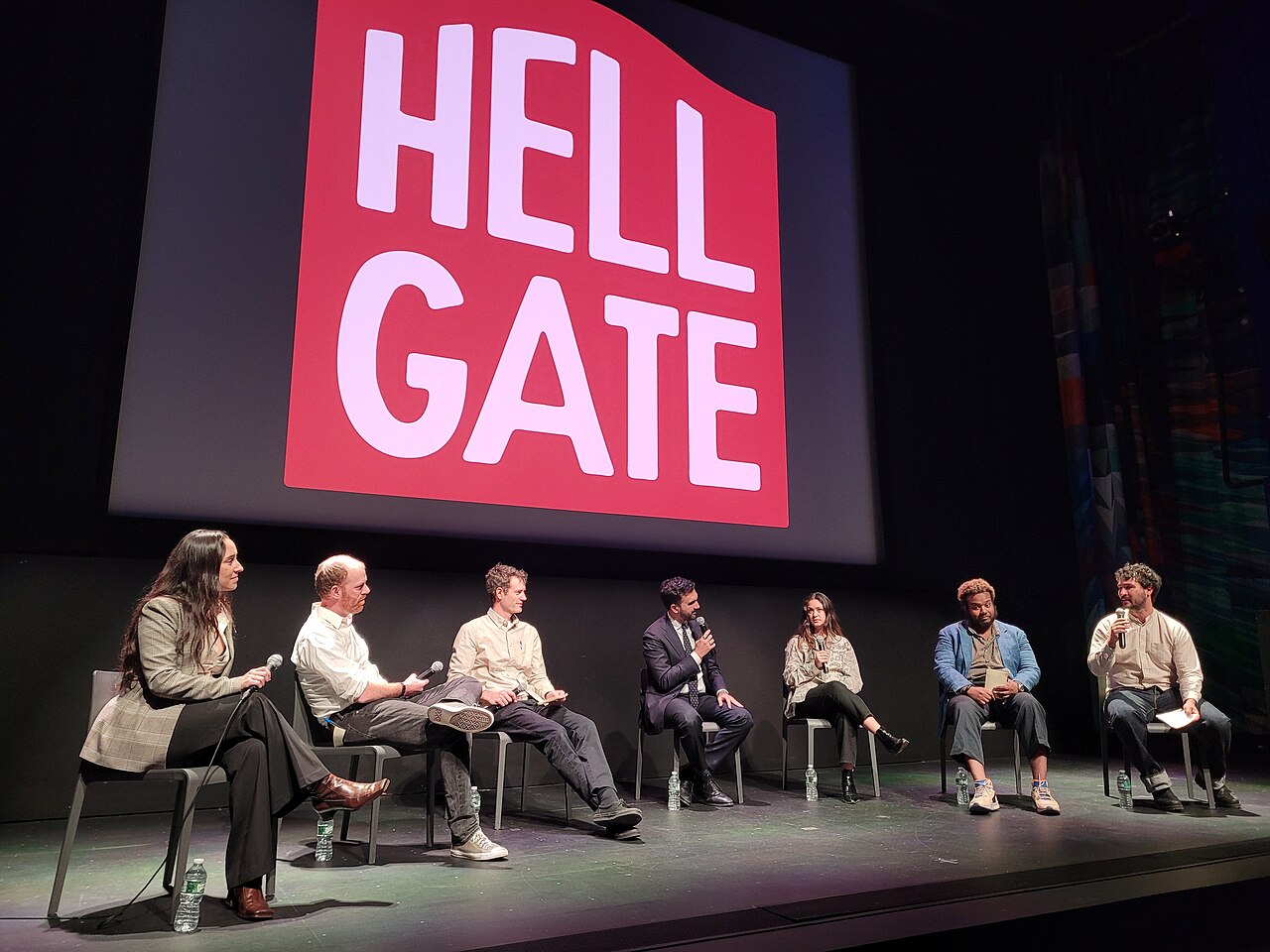 Zohran Mamdani seated and speaking during a Hell Gate NYC podcast interview recording at the Museum of the Moving Image / Hell Gate NYC
