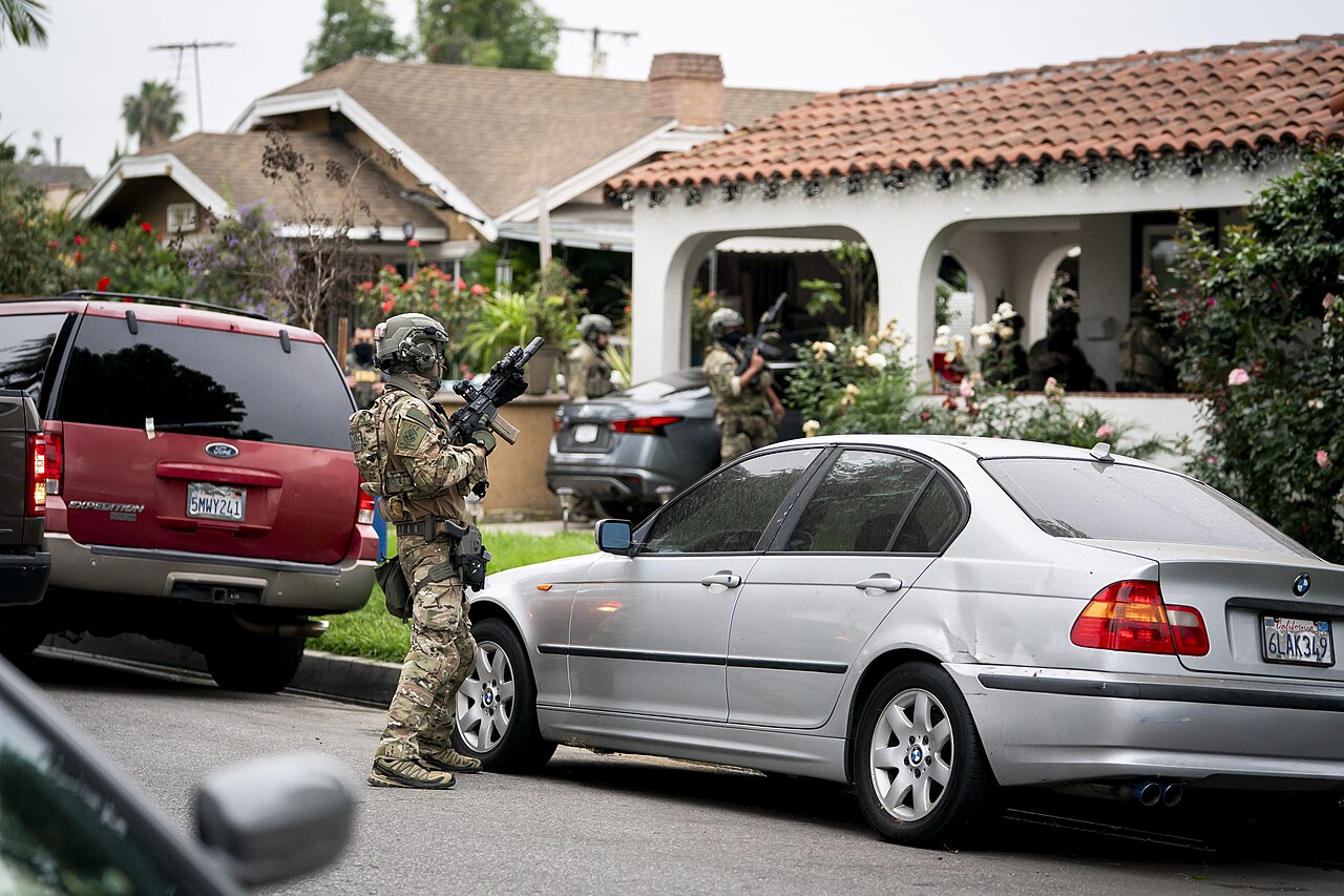 DHS Secretary Kristi Noem participating in ICE Enforcement and Removal Operations in Los Angeles / DHS photo by Tia Dufour