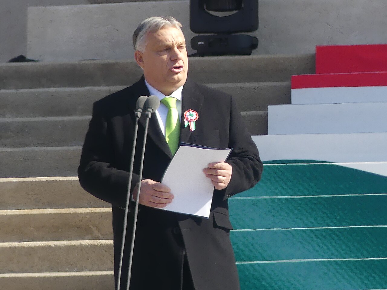 Viktor Orbán delivering a speech at the National Museum on March 15, 2024 (Hungary's National Day) / Author unknown / Wikimedia Commons