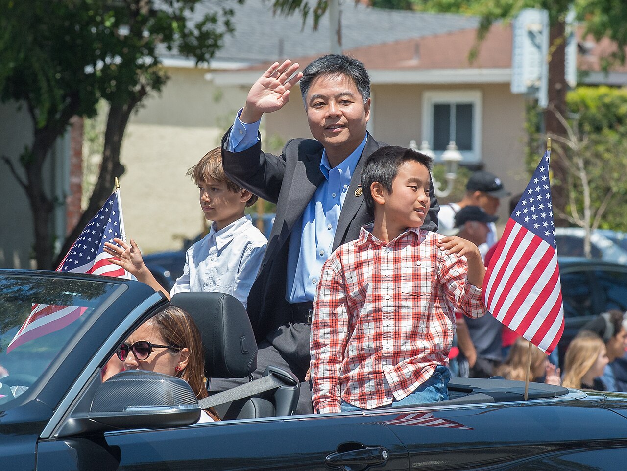 Portrait of U.S. Representative Ted Lieu (D-Calif.) speaking at a podium / Public domain