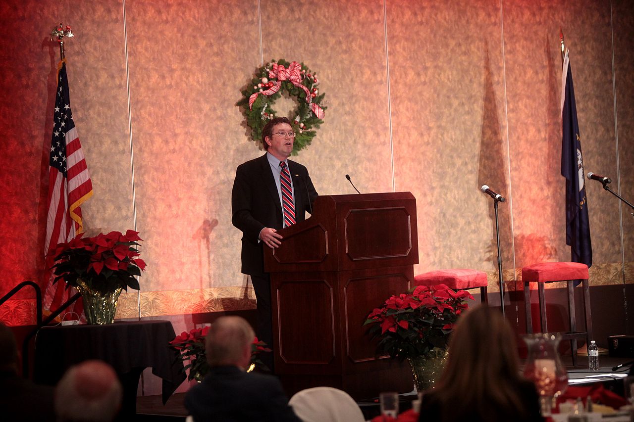 U.S. Congressman Thomas Massie speaking at the 2014 Boone County Republican Party Christmas Gala / Photo by Gage Skidmore