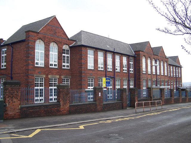 Front view of Marlcliffe Community Primary School, a Sheffield primary school with entrance gates marked Girls and Infants / © geograph.org.uk