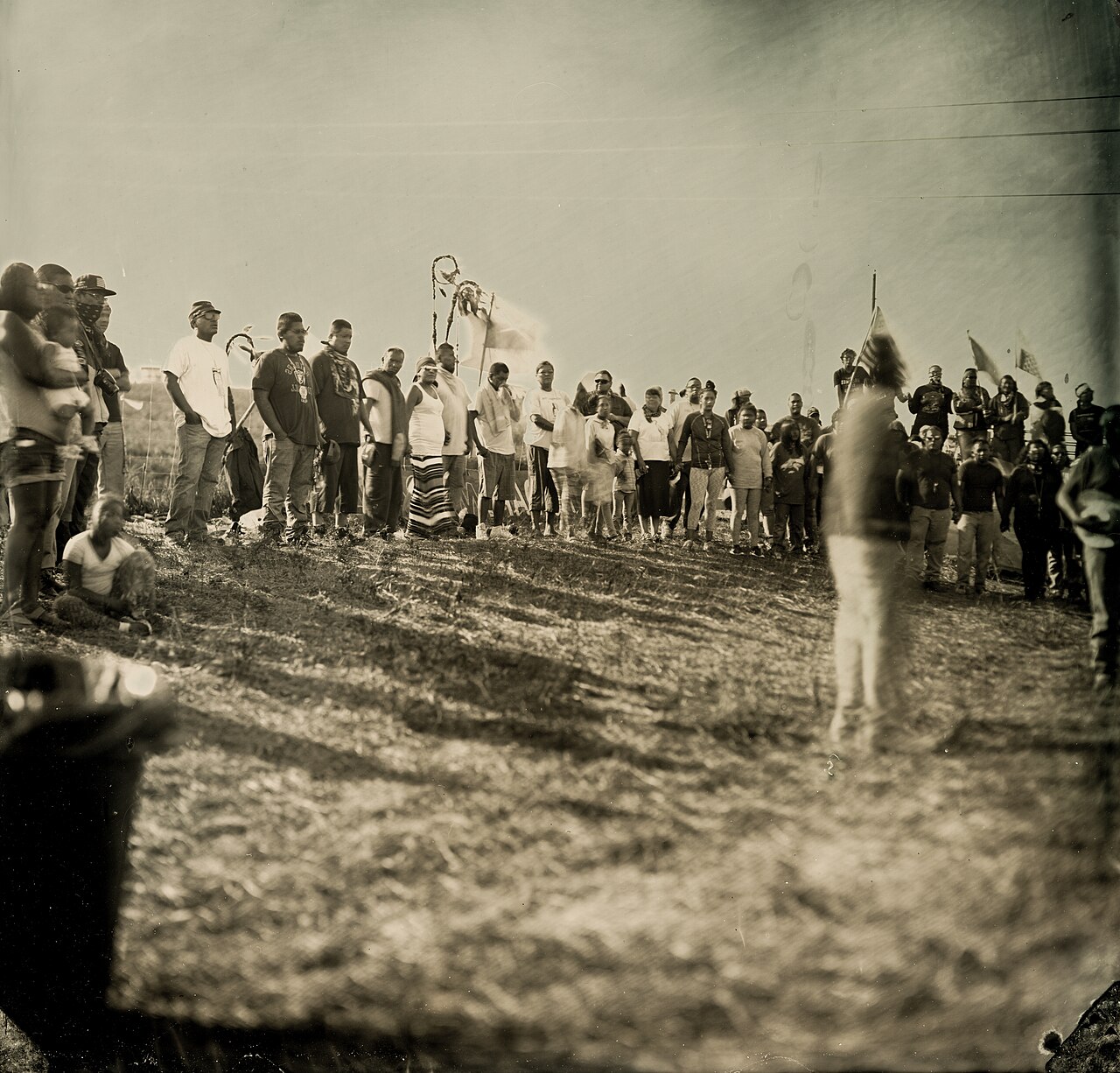 Dakota Access Pipeline Native American protest site on Highway 1806 near Cannonball, North Dakota, August 15, 2016 / Attribution to be verified from Wikimedia Commons file page