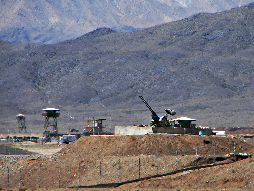 The Natanz nuclear facility in Iran, showing security installations including anti-aircraft guns guarding the site / NASA Public Domain